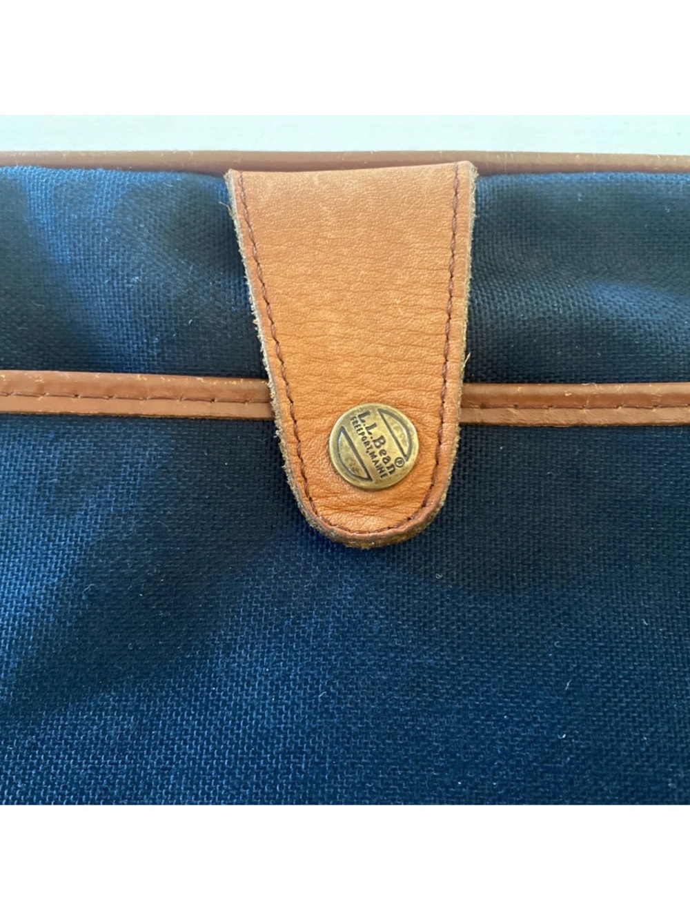 L.L. Bean Navy and Canvas Portfolio/Laptop Case with British Tan Leather Trim - Picture 3 of 13